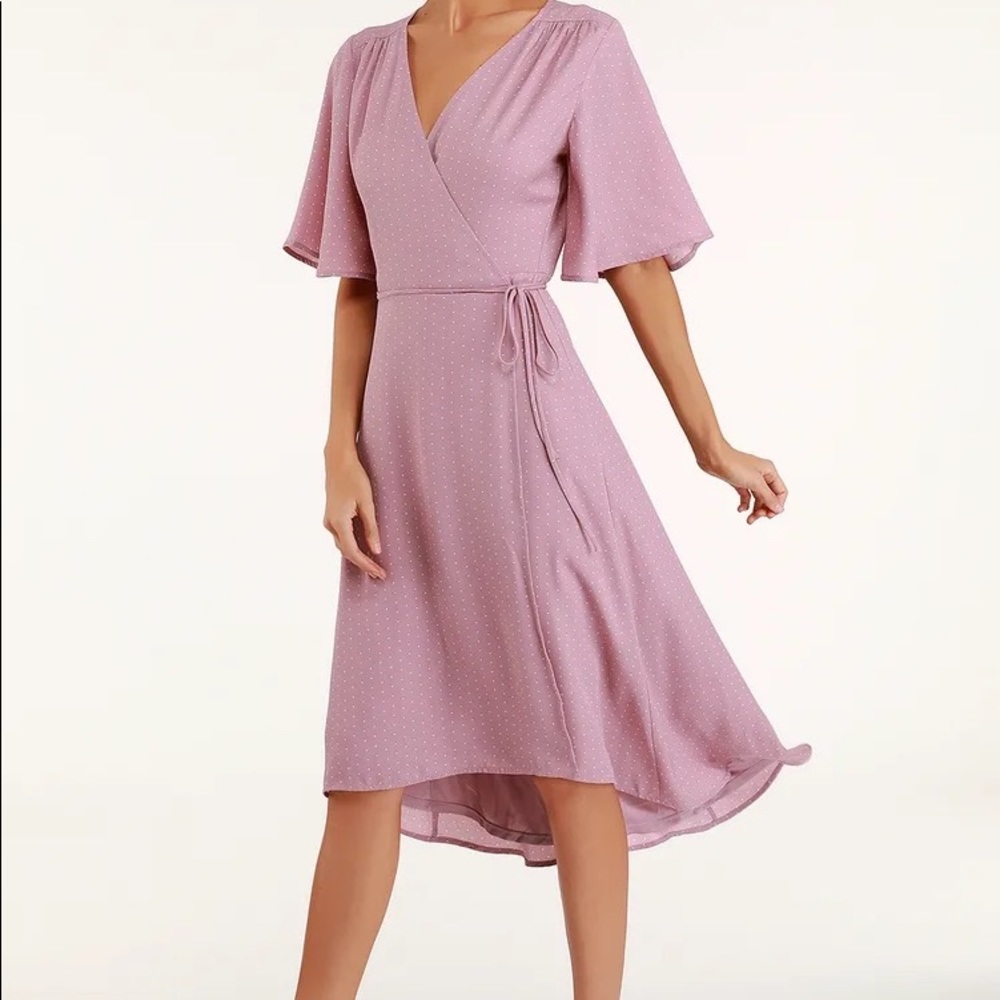 Lulus lilac polka dot dress